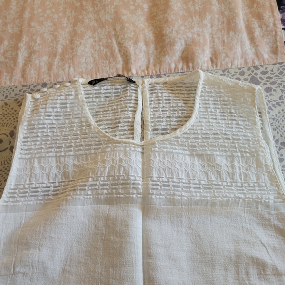 Zara Basic White Linen Tunic Sleeveless Top Size Large - Picture 4 of 9